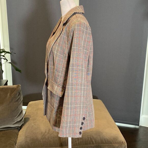 Women’s Oversized Casual Notched Lapel Jacket One Button Plaid Size M NWT - Picture 4 of 10